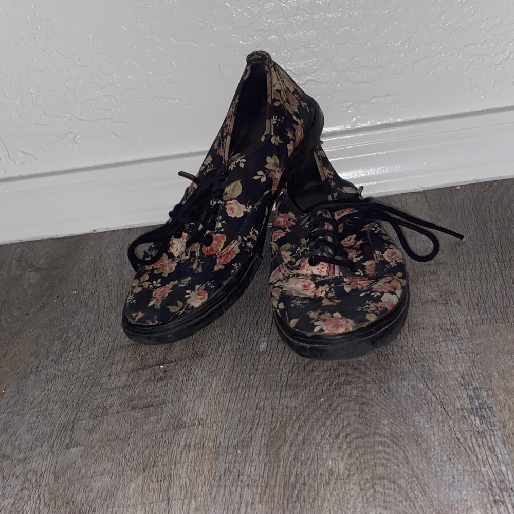Vans Black Floral Women's Flats